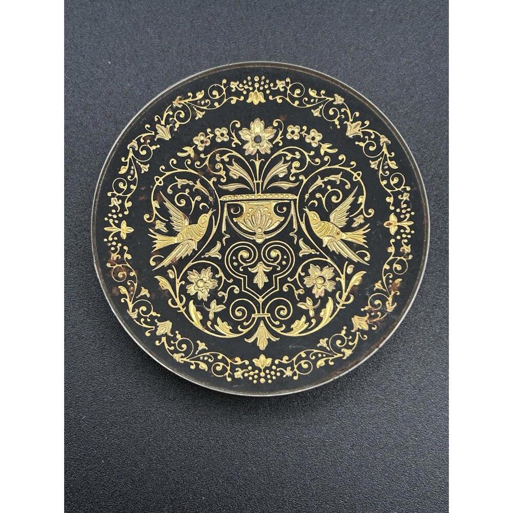 Credan Damascene Black And Gold Miniature Footed Dish Toledo Handmade
